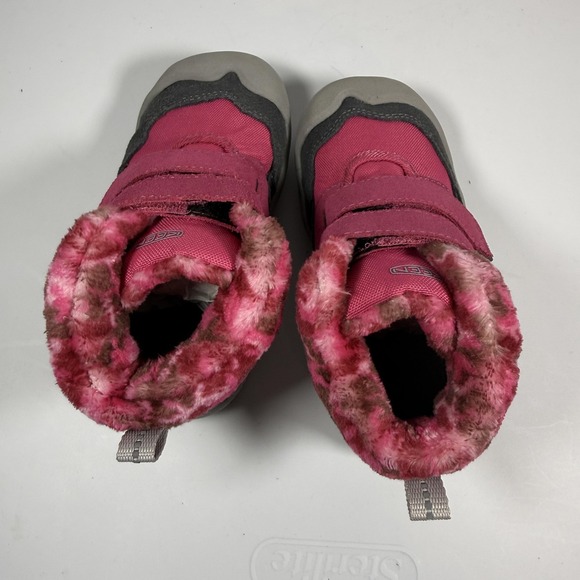 Keen Snow Boots Kids Size 10 Pink Faux Fur Lined Hook & Loop Winter Warm - Picture 6 of 9